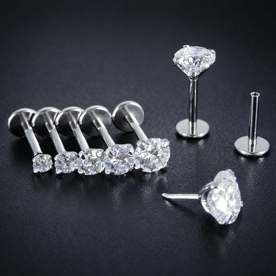 16G/18G/20G Moissanite Stud Earrings & Cartilage Nose Jewelry   Hypoallergenic