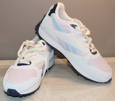 REEBOK CLASSIC AZ GIRL'S ATHLEISURE WHITE/PINK/BLUE SNEAKERS SIZE 4 NWT