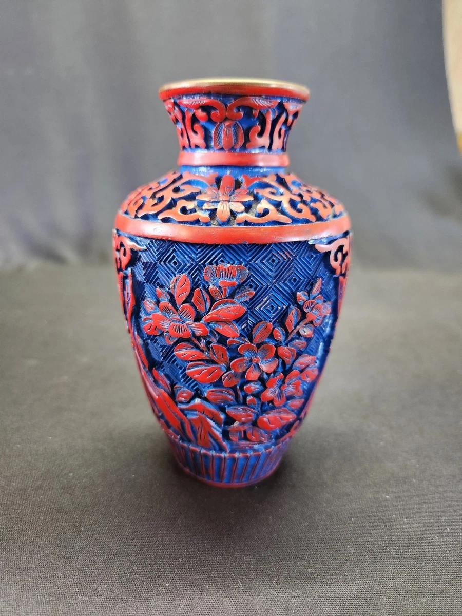 黄铜蓝色中国古董花瓶| eBay