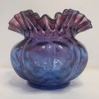 1940s Fenton Mulberry Ruffled Glass Vase 5"