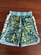 Nike Dri-FIT Boys Basketball Shorts Blue Yellow Green Black Abstract Size M
