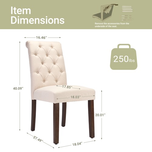 Dining Chairs Set of 2/4/6 Modern Upholstered Chair w/ Wooden Leg - Picture 4 of 52