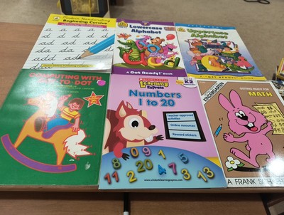 6 learning books: dot-to-dot, numbers 1-20, getting ready for math, etc...