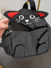 NEW Cutie Black Cat Canvas Backpack Lightweight Kawaii Student Kitty