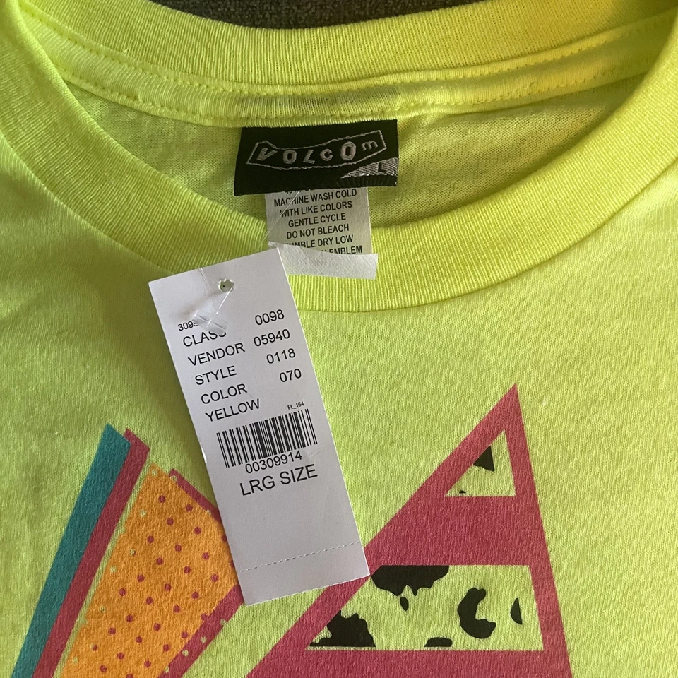 NWT Vintage Volcom Emblem Y2K Neon Shirt Large - Image 2 of 4