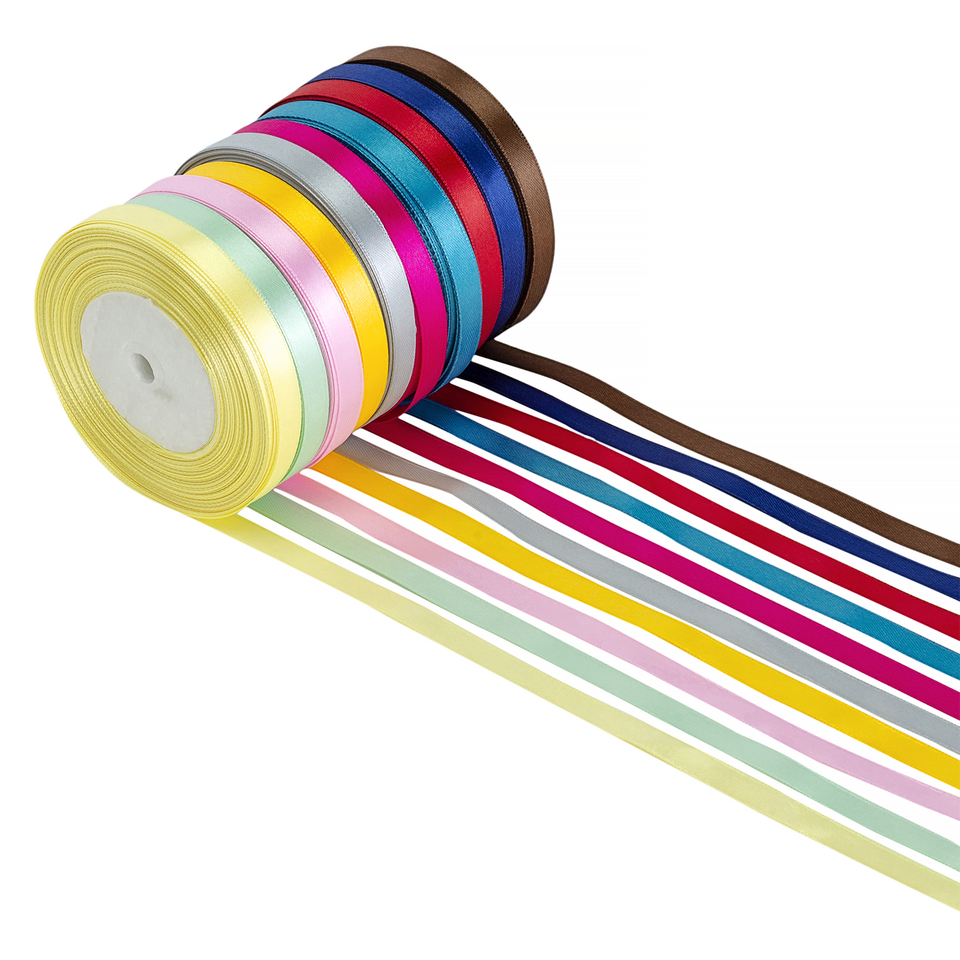 25 Metre Double Sided Satin Ribbon Rolls Reels 6mm 10mm 15mm 23mm 25mm ...