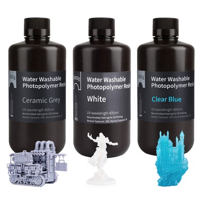 3KG ELEGOO Weiß/Grau/Blau Water Washable Resin Photopolymer Harz für 3D Drucker