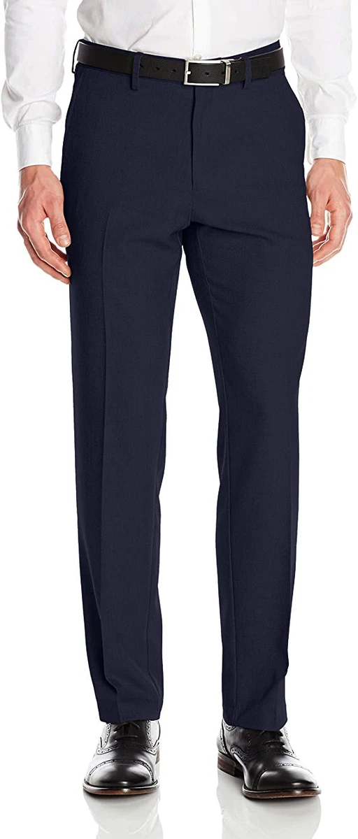 Kenneth Cole Reaction Menu0026#039;s Slim-Fit Stretch Gabardine Dress Pants  Dark Blue W30 | eBay