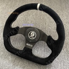 Sparco Flat D Shape Steering Wheel Horn Buttons 320mm Diameter Black Suede