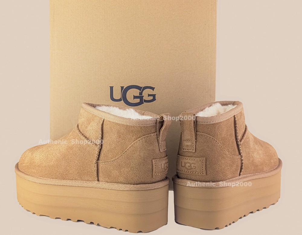 NEW 100% Authentic UGG Classic Ultra Mini Platform Women's Boots Shoes Chestnut