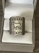 925 Sterling Silver Wide Band Native American Ring Size 7 24mm 10 Grams