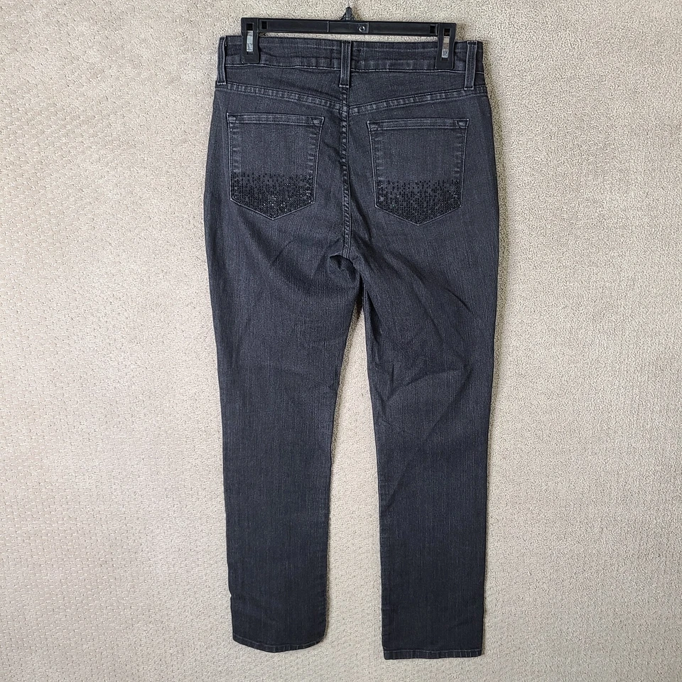 NYDJ Jeans Womens 6 Black Skinny Mid Rise Lift Tuck Denim Rhinestone Stretch - Image 3 of 4