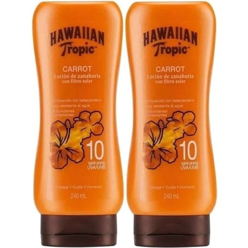 2 x Hawaiian Tropic Sun Tan Sunscreen CARROT SPF 10 Discontinued Rare Exp 6/22
