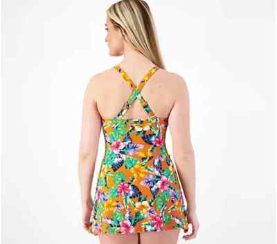 denim & co swim dress Beach Sweetheart Twist Front Dress-Hibiscus Floral-30W-NEW-A570465 Color:Regatta Stripe Chic Crochet Beach Cover day-dress Denim dot awaited vacation (dust off