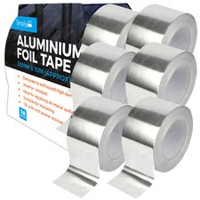 6x ALUMINIUM FOIL TAPE Self Adhesive Silver Repair All Metal Surfaces 50MM X 10M