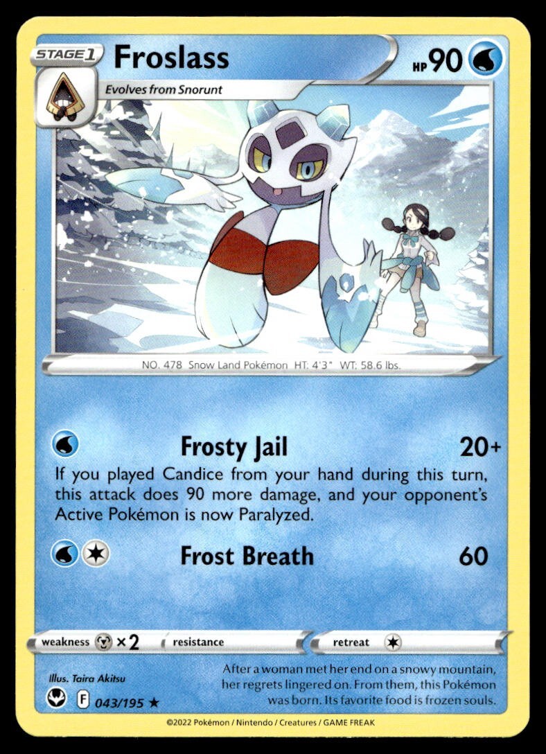 Froslass 43/195 Pokemon Card Silver Tempest Rare 90 HP Near Mint T2