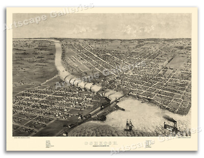 1867 Oshkosh Wisconsin Vintage Old Panoramic City Map - 24x32