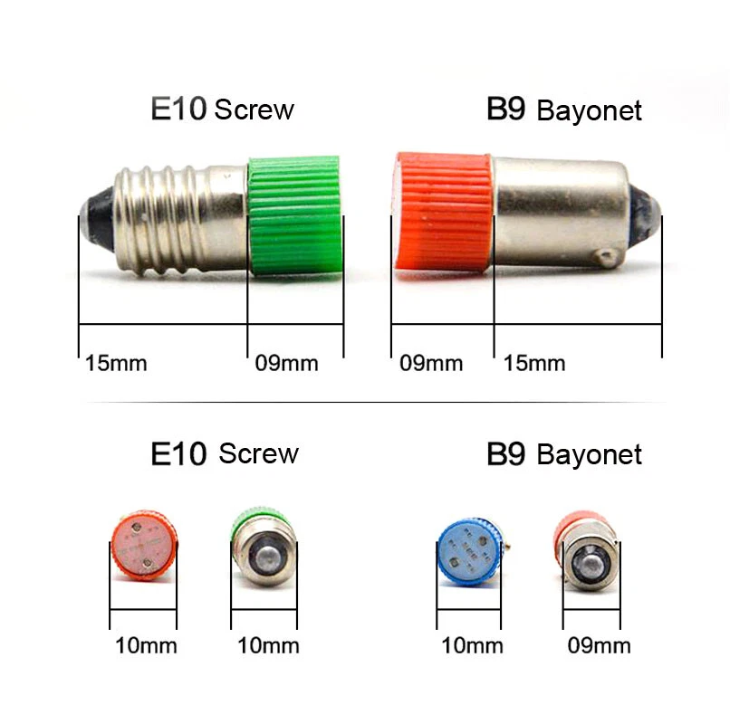 5-Colors BA9S LED Light Bulb 6.3V/12V/24V/110V/220V/380V 0.5W Button Bulb Small - Image 4 of 4