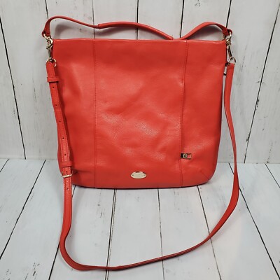 Coach Isabelle Pebbled Leather Hobo CrossBody Tote Purse Scout Burnt Orange READ