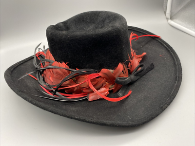 Vintage Red and Black Feathered Hat Black & Red Polka Dot Feather Hat, Vintage Mid Century  main image 3