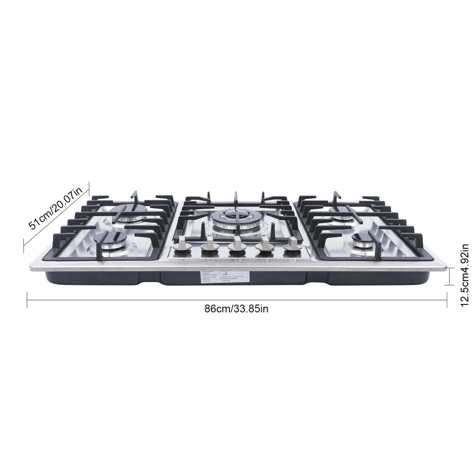 23''/34" Gas Hob 4 Burner Stainless Steel For Natural Gas Propane Gas Stove Gas Cooker - Image 4 of 4