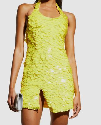 $2400 The Attico Women Yellow Allium Sequin Halter Mini Dress Size IT 42/  US 6 | eBay