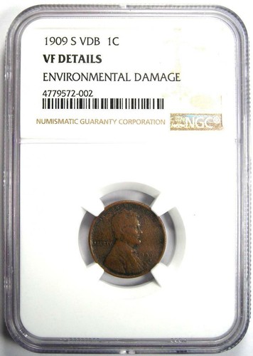 1909-S VDB Lincoln Wheat Cent 1C Penny - NGC VF Details - Rare Key Date Coin! - Picture 2 of 6