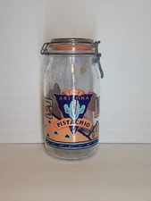Vintage 2L Glass Jar With Lid Arizona Pistachio Co Large Mason Canister France