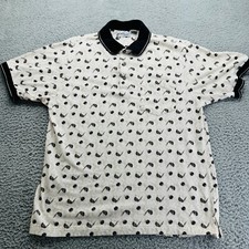 Vintage Penguin Sport Polo Shirt Mens Large All Over Print Golf Short Sleeve