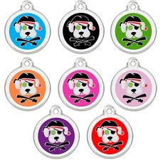 Stainless Steel - Enamel Pet ID Tags, Dog Tags, Pet Tags - Designers Pirate Dog