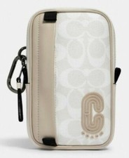 NWT Coach Colorblock Pouch in Signature Canvas With Coach Patch 2708 Chalk Steam