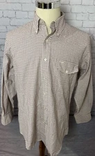 LL Bean Button Up Long Sleeve Shirt 100% Cotton Plaid Size 16