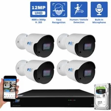8 Channel 4 X 12MP Face/Human/Car Smart AI PoE Bullet Security Camera System