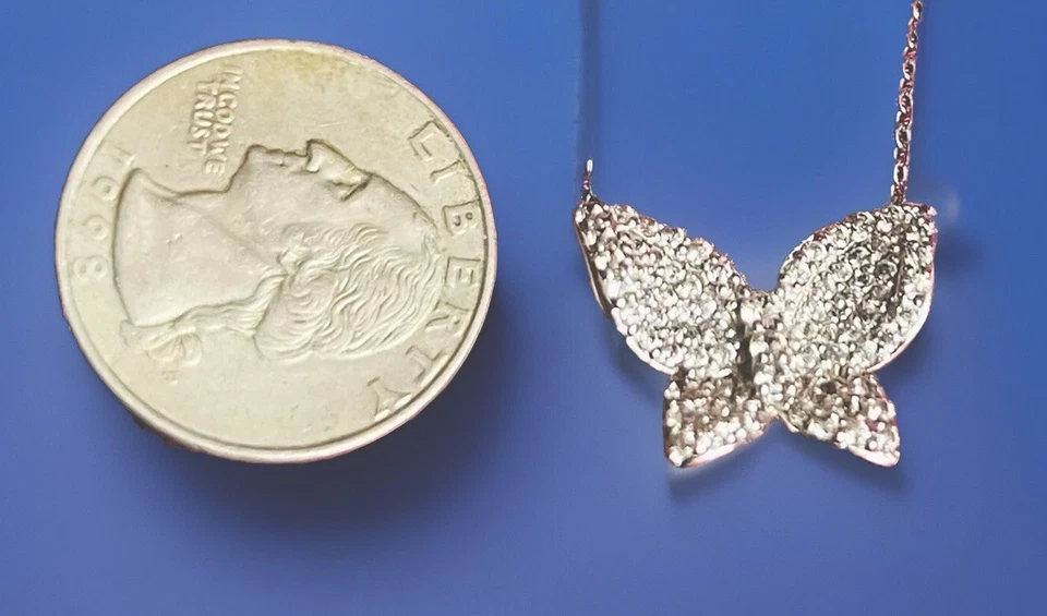 "Collar mariposa Epiphany Diamonique circonita cúbica revestido de platino de plata esterlina 16"" BONITO" Foto 2 de 4