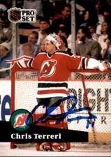 Chris Terreri Signed Auto 1991-92 Pro Set card New Jersey Devils