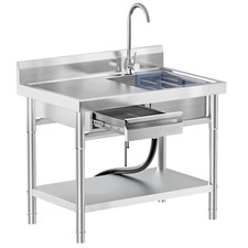 Stainless Steel Single Utility Sink with Drawer For Laundry Kitchen Bathroom