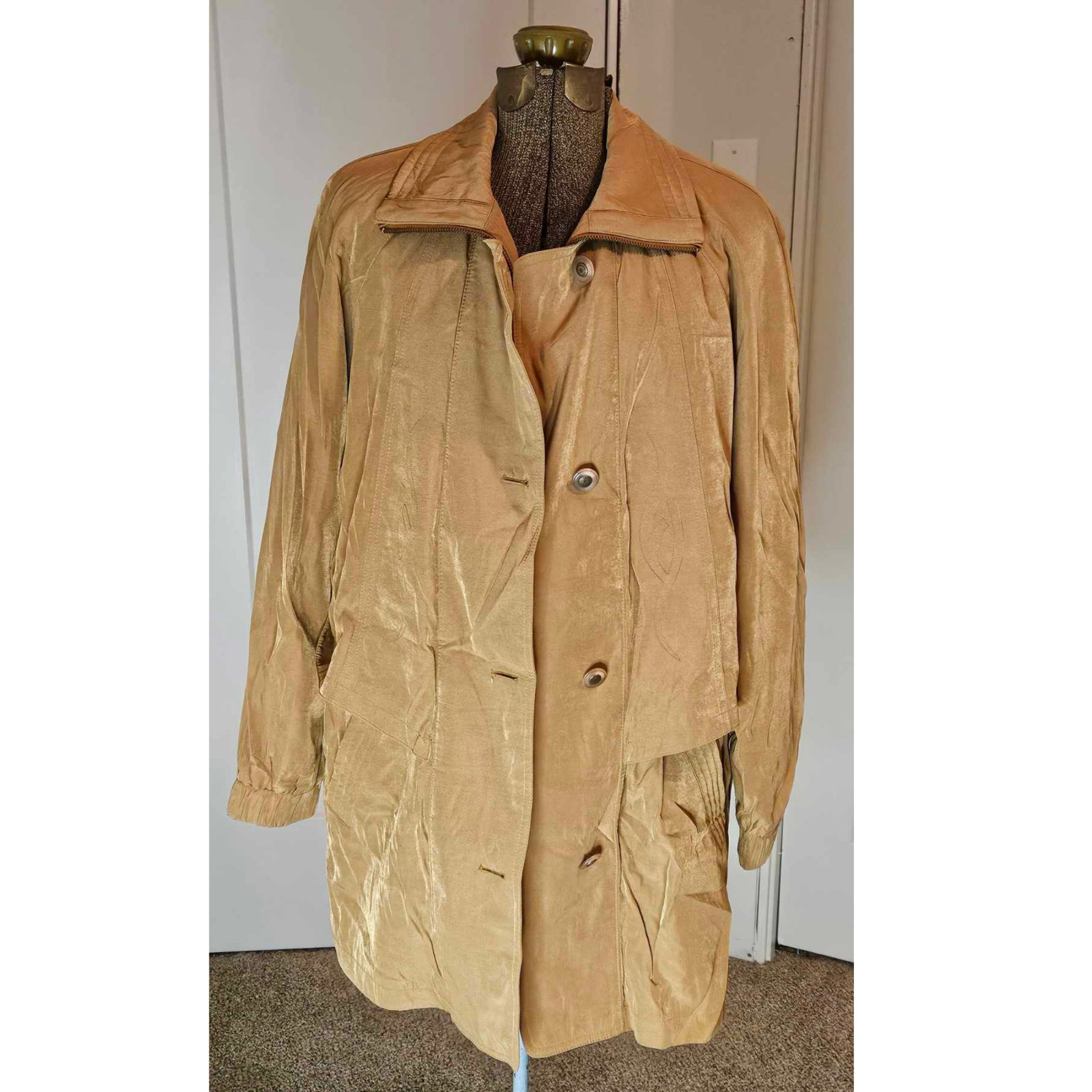 Gallery Men's Beige Long Jacket Midi Trench Coat … - image 1