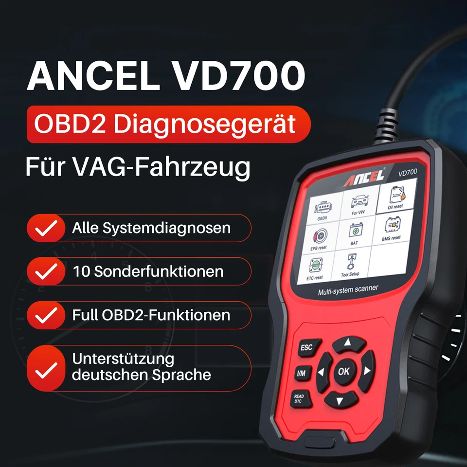 2025 Ancel VD700 Pro Profi KFZ Diagnosegerät Auto OBD2 Scanner EPB DPF Für VAG - Bild 3 von 4