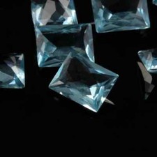 12 Czech vintage rectangle faceted blue glass rhinestones 9x7mm