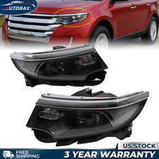 Halogen Headlight Headlamp Pair Wbulbs Black For 2011-2014 Ford Edge