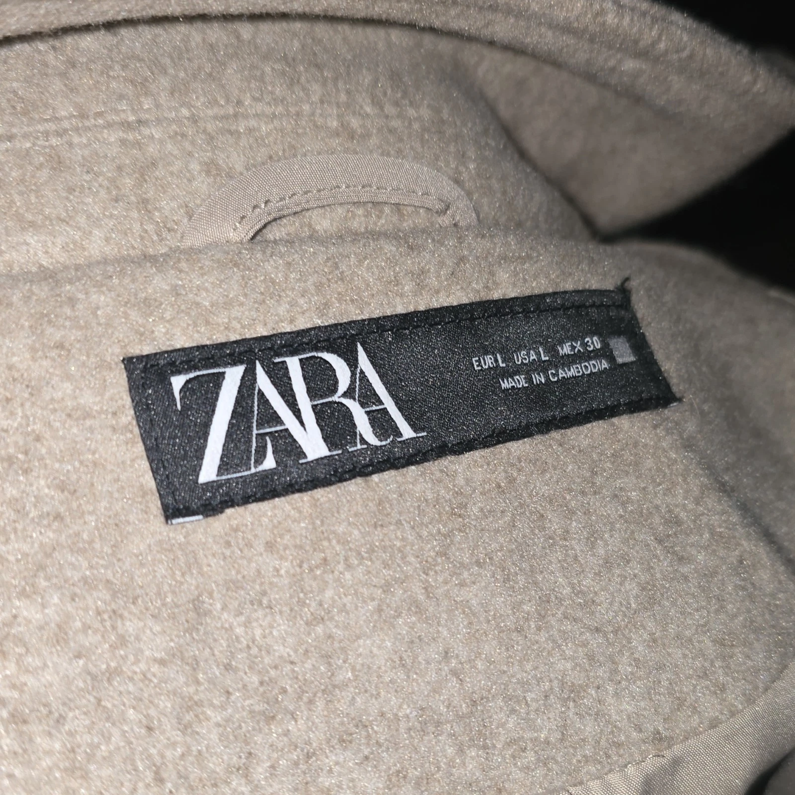 ZARA  Beige Wool Blend Full Zip Jacket Lined Pockets Size L image 15