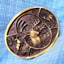 Deer Buck Stag Belt Buckle Hunter Sportsman Cowboy Rifle Sights Vtg 90s .GMP392