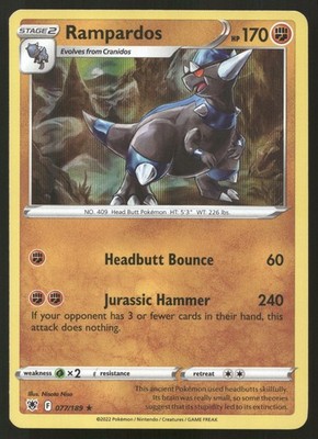 Rampardos SWSH10: Astral Radiance 077/189 LP-NM Holo Rare Pokemon TCG
