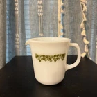 Pyrex Milk White Creamer Spring Blossom Green Crazy Daisy Design Vintage MCM
