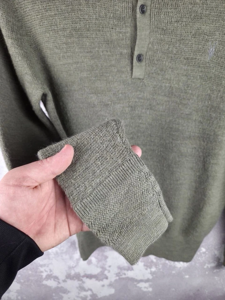 Allsaints Sweater Wool Men’s Luxury Y2K Long Sleeve Knitted Green Size M - Image 4 of 4
