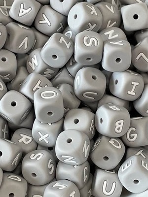 #100B-10 (52pc) 12MM SQUARE Powder Gray-White A-Z Alphabet Letters ...