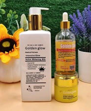 Golden Glow Body Milk Natural Fairness Active Whitening Milk 3in1 Set