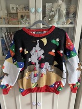 Vintage Berek Circus Sweater Handknit 1988, Cleaned, Colorful, Quality Sz S