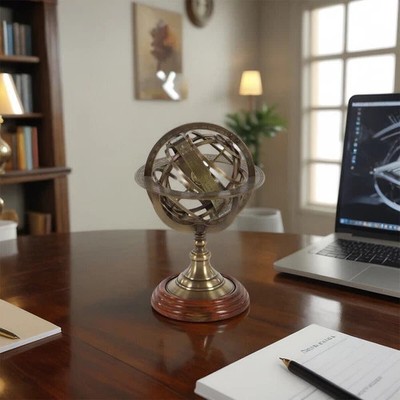 Vintage Brass Antique Armillary Tabletop Marine Sphere Globe Nautical Decor Gift
