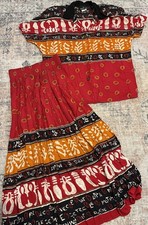 Vintage Carole Little Skirt Blouse Set Size 6 USA Made Rayon Red Paisley 2 Piece